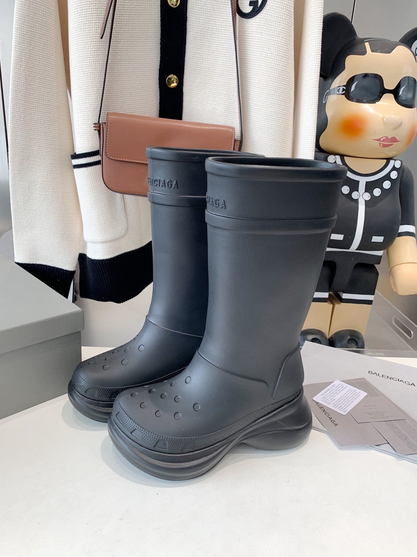 Balanciaga CROCS BOOTS IN BLACK RUBBER