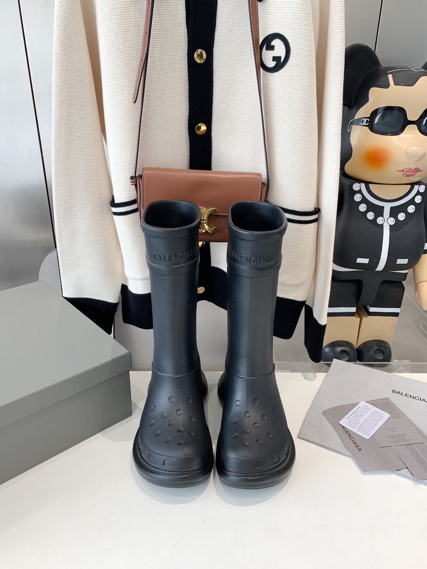 Balanciaga CROCS BOOTS IN BLACK RUBBER