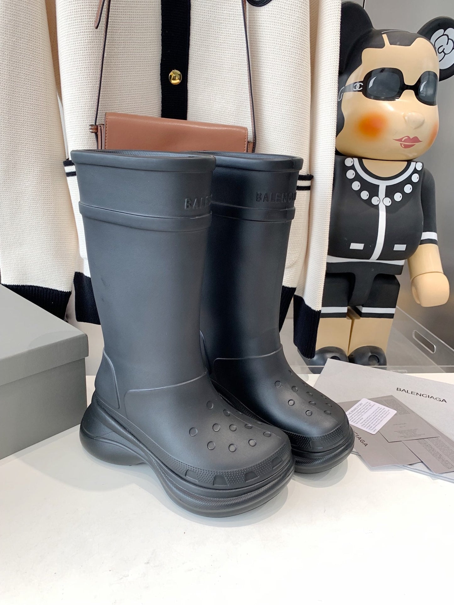 Balanciaga CROCS BOOTS IN BLACK RUBBER