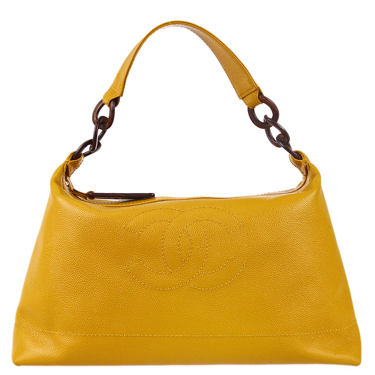 Chanel Acrylic Chain Handbag Beige Caviar