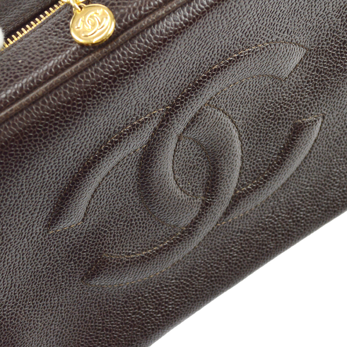 Chanel 2way Vanity Shoulder Handbag Brown Caviar