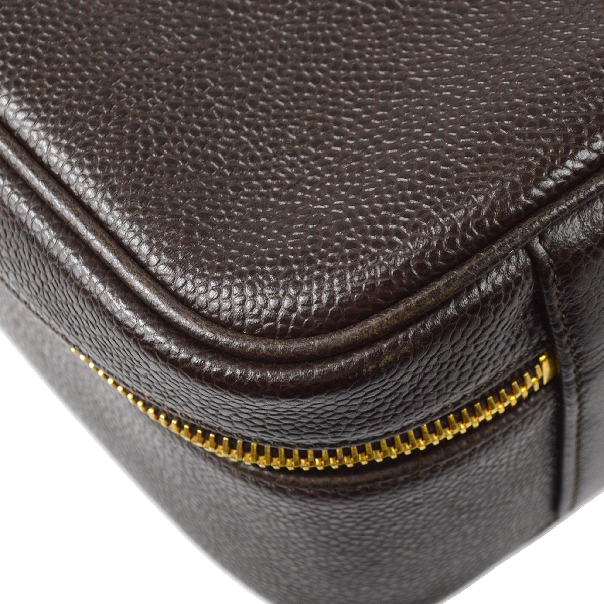Chanel 2way Vanity Shoulder Handbag Brown Caviar