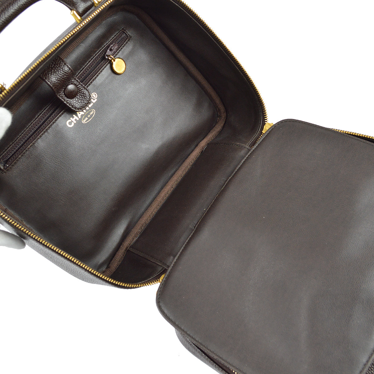 Chanel 2way Vanity Shoulder Handbag Brown Caviar