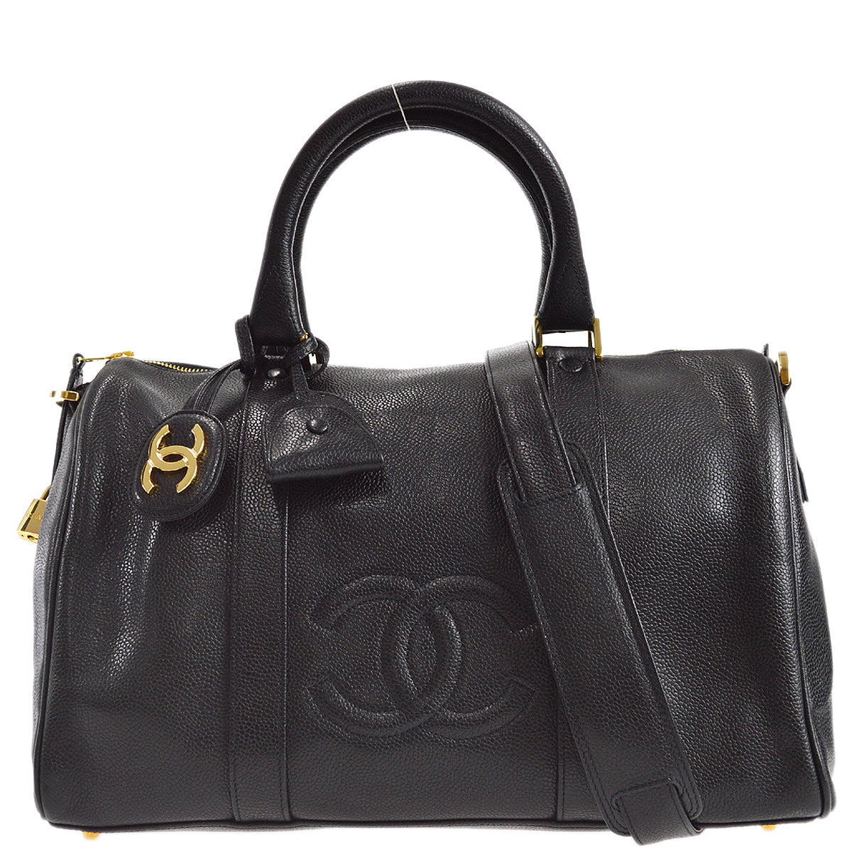 Chanel 2way Duffle Shoulder Handbag Black Caviar