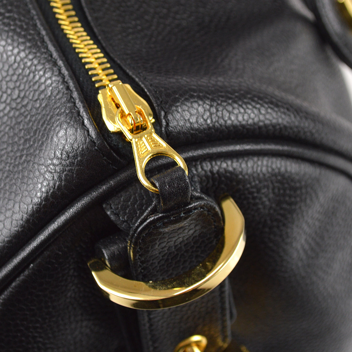 Chanel 2way Duffle Shoulder Handbag Black Caviar