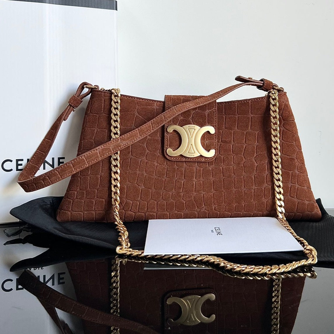 Celine WILTERN TRIOMPHE BAG 31 ORIGINAL SIENNA BROWN LEATHER