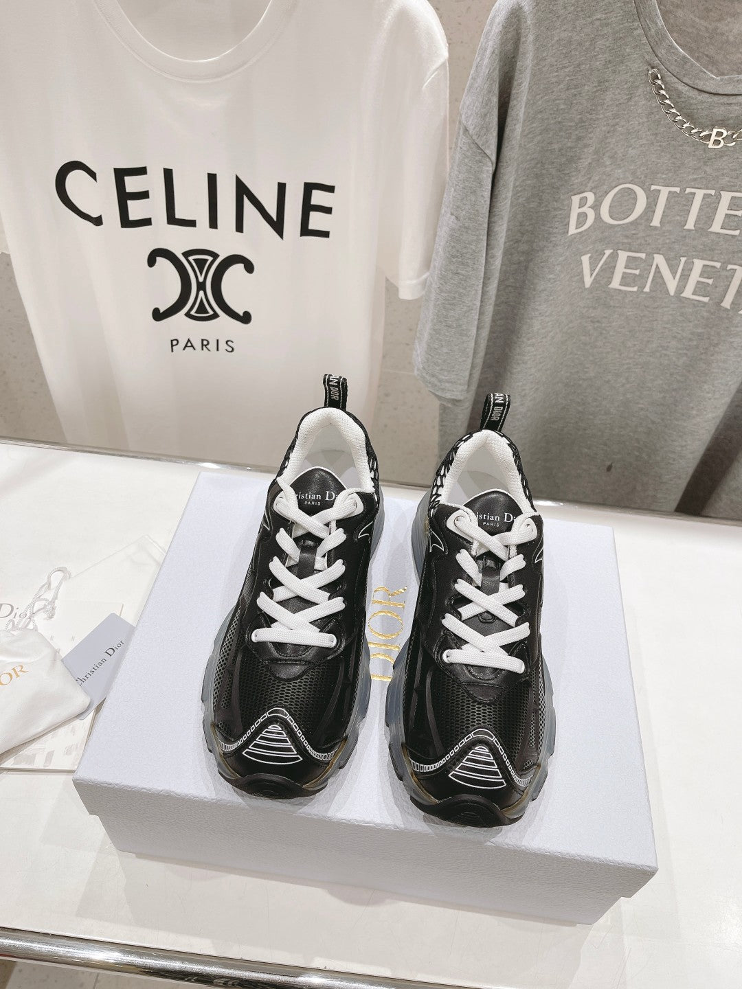 DIOR Vibe Sneaker Black Polyester Mesh Fabric And Lambskin