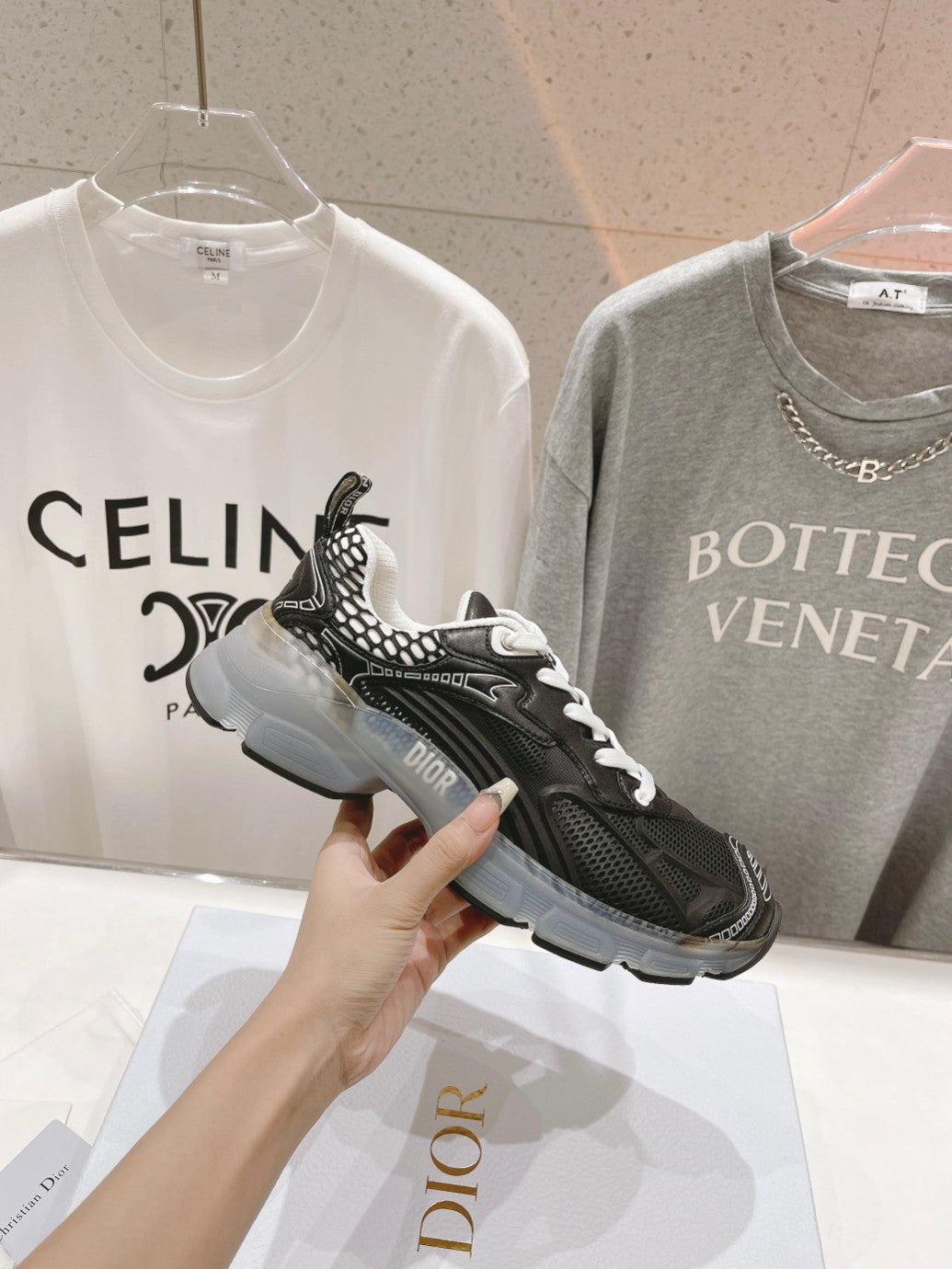 DIOR Vibe Sneaker Black Polyester Mesh Fabric And Lambskin
