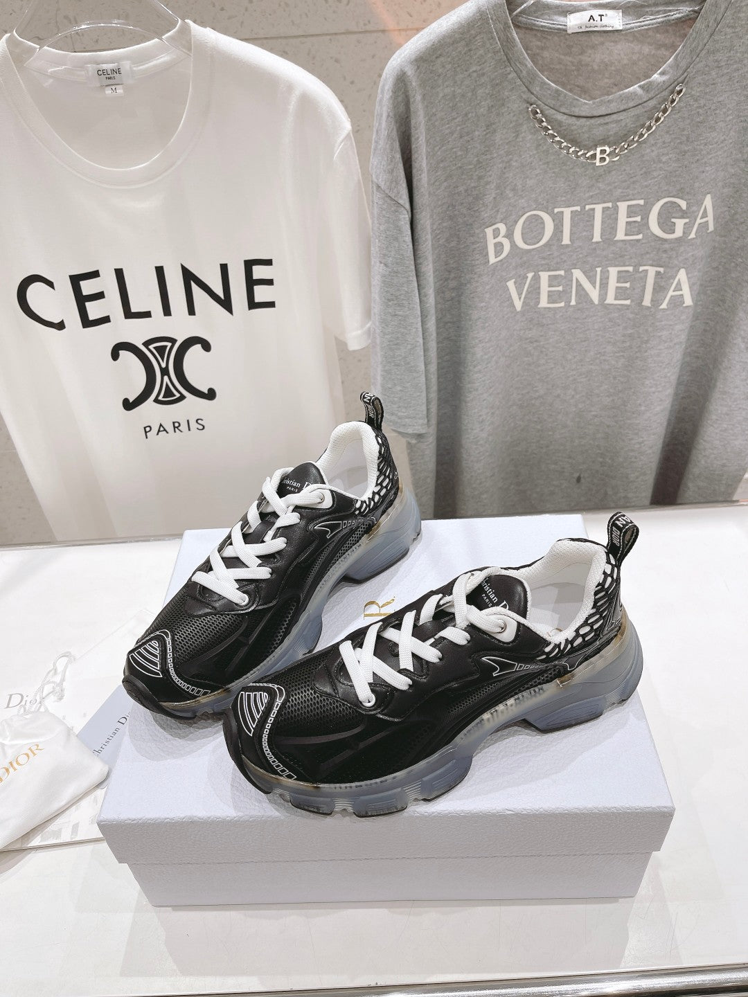DIOR Vibe Sneaker Black Polyester Mesh Fabric And Lambskin