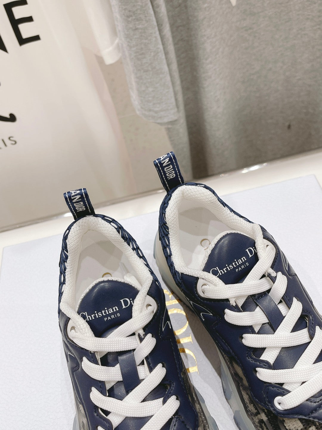 DIOR Vibe Sneaker Charcoal Blue Black Polyester Mesh Fabric And Oblique Jacquard Fabric