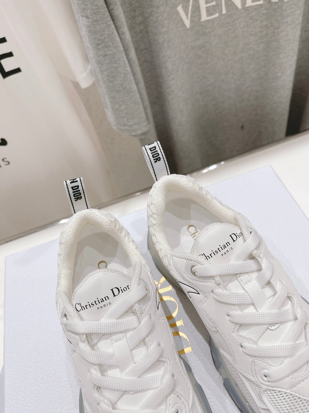 DIOR Vibe Sneaker White Polyester Mesh Fabric And Lambskin