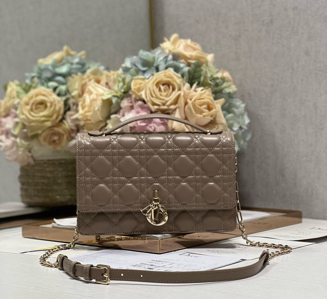 DIOR MISS 24CM DARK BROWN LAMBSKIN
