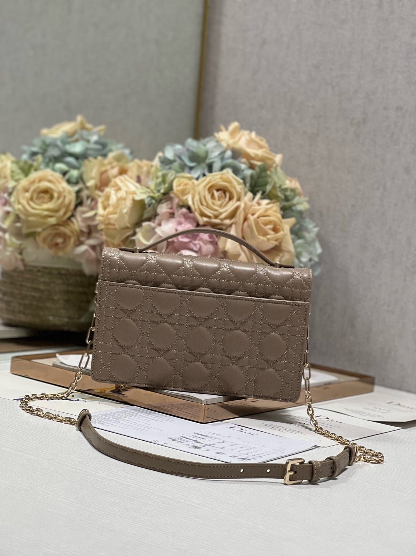 DIOR MISS 24CM DARK BROWN LAMBSKIN