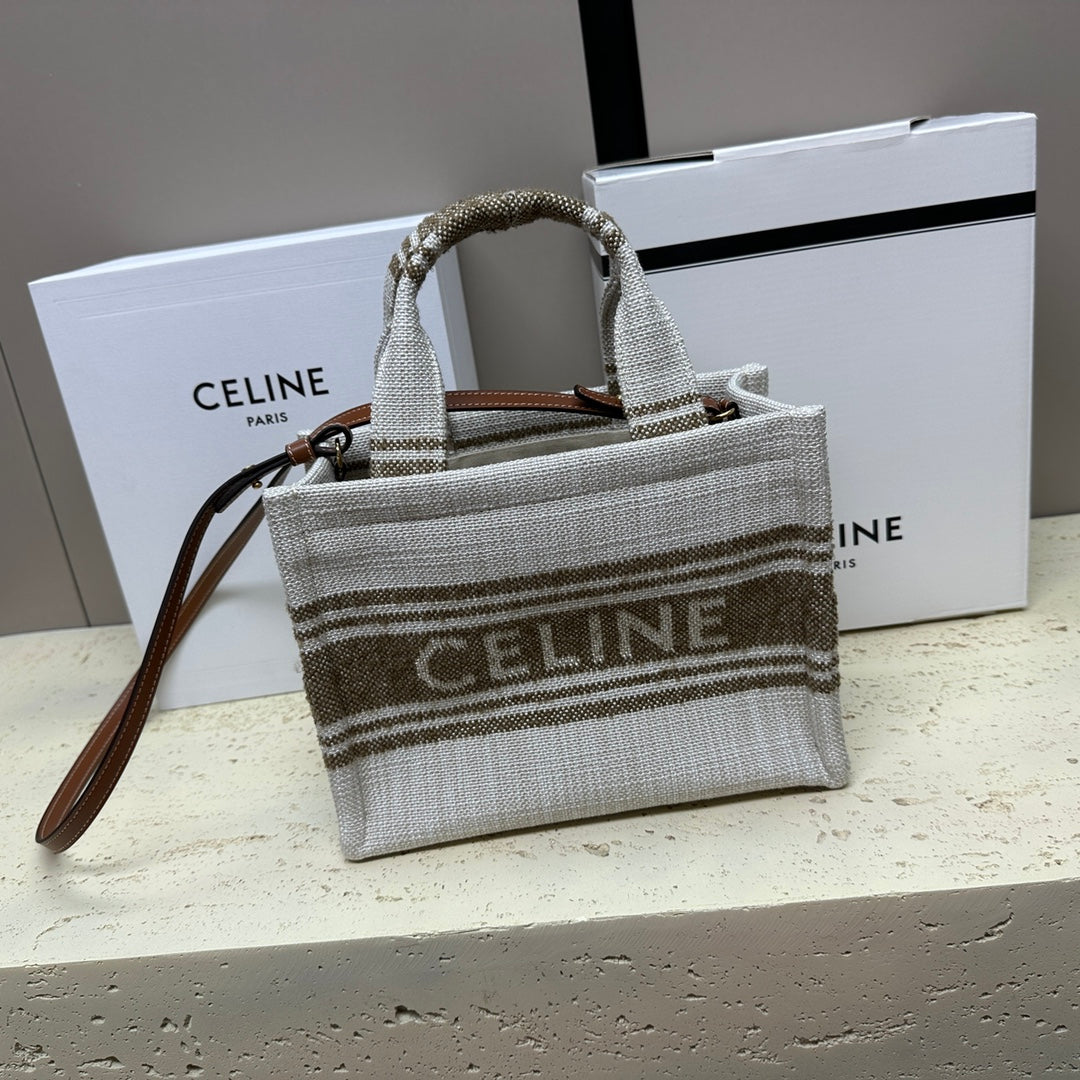 Celine CABAS THAIS 26 CALFSKIN JACQUARD TOBACCO / TAN