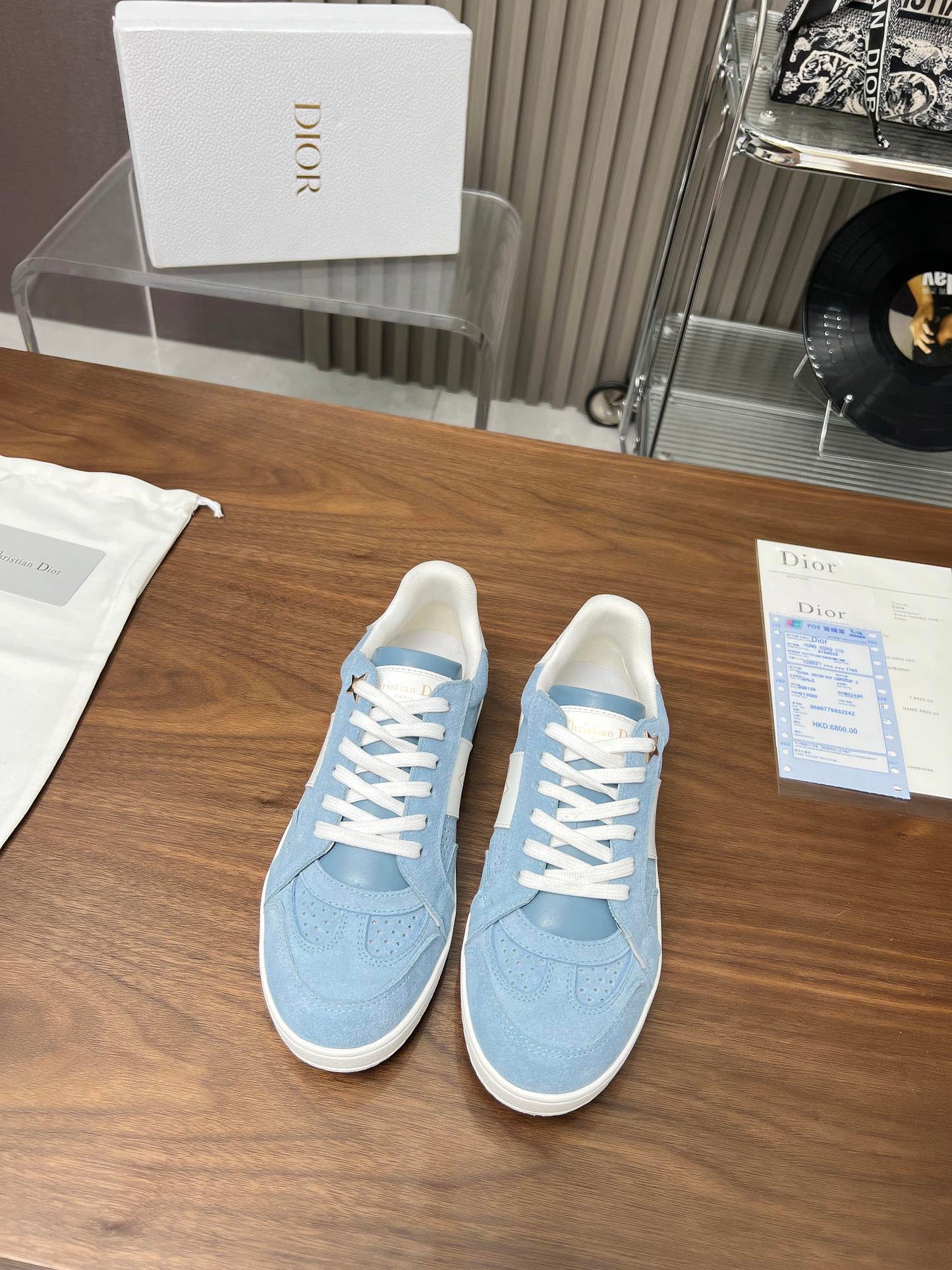 DIOR Star Sneaker Light Blue Suede And Calfskin