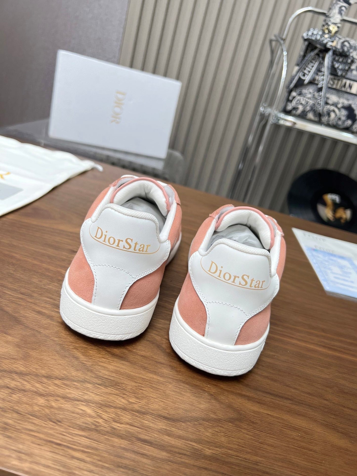 DIOR Star Sneaker Pink Orange Suede And Calfskin