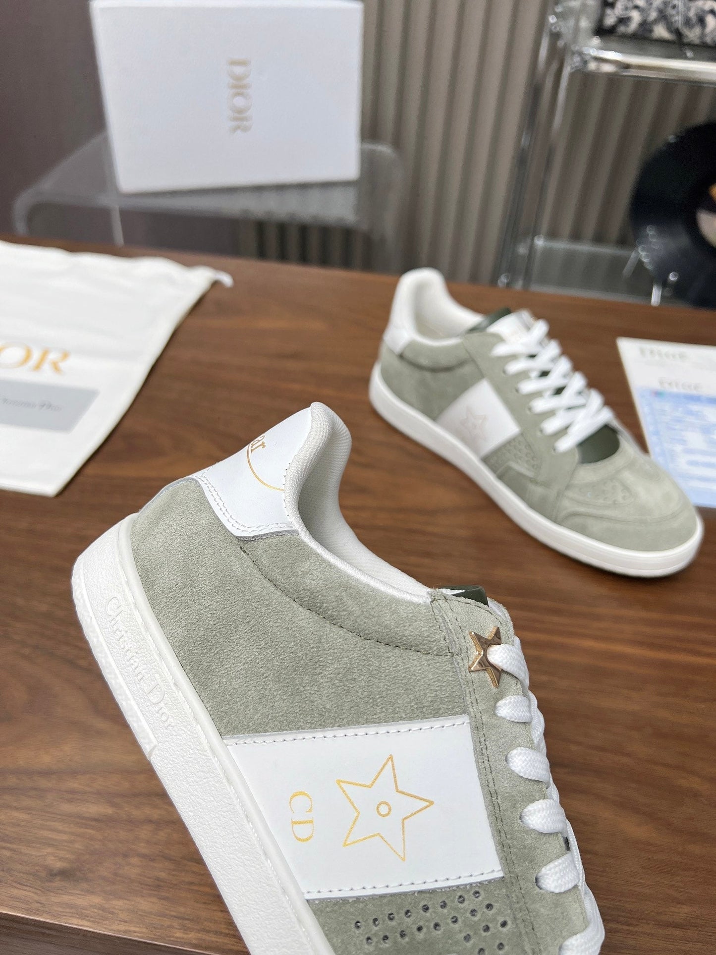 DIOR Star Sneaker Grey Green Suede And Calfskin