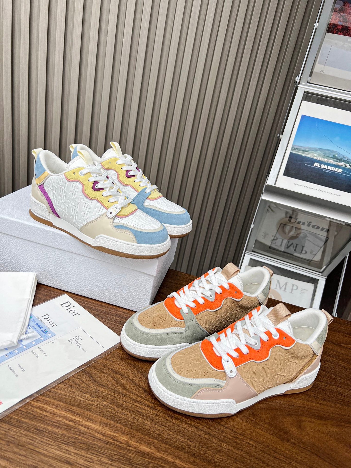 DIOR One Sneaker Brown Orange Mix Grey Beige Oblique Perforated Suede And Calfskin