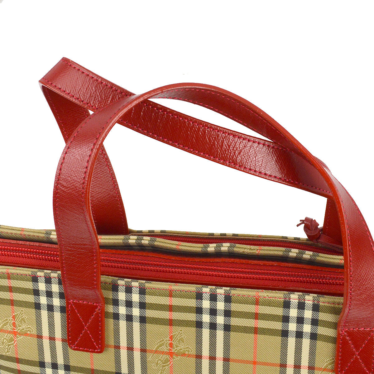 Burberry Red Beige House Check Tote Handbag