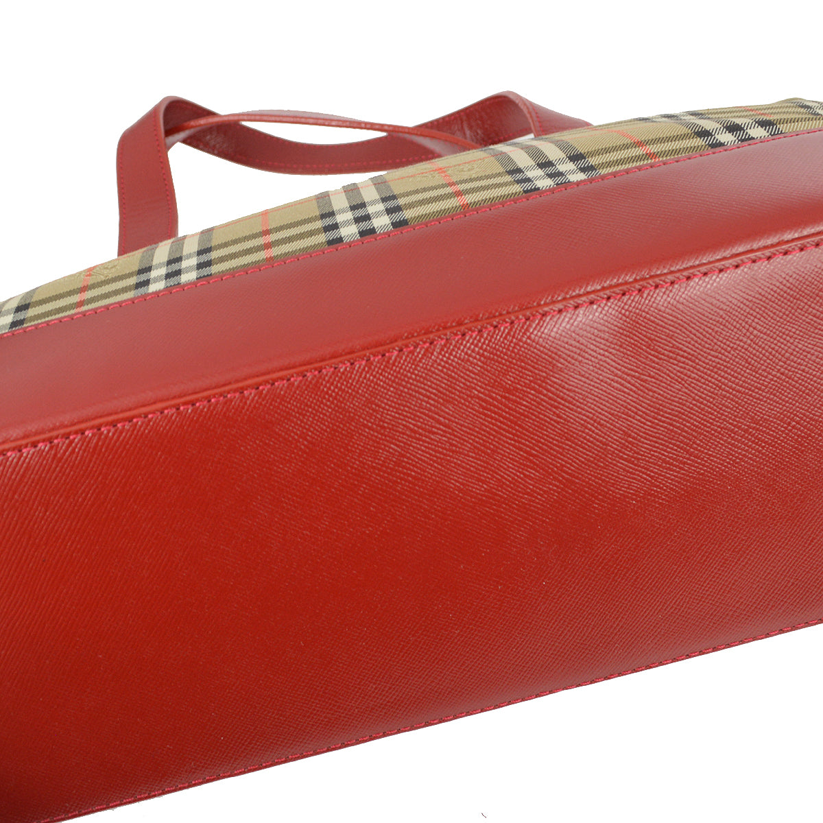 Burberry Red Beige House Check Tote Handbag