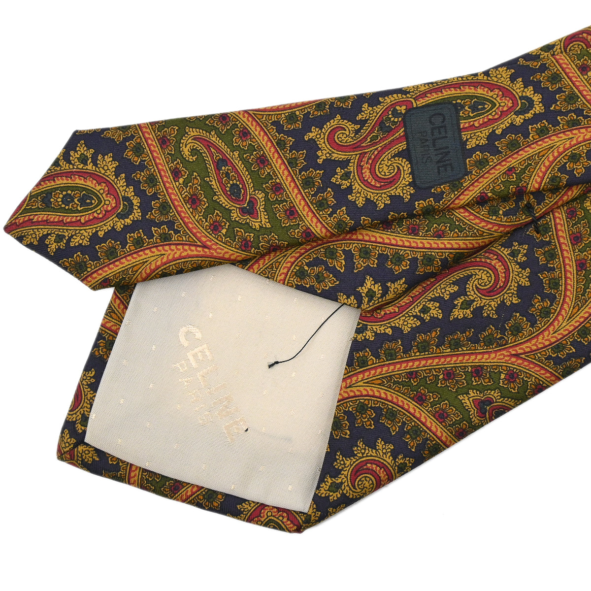 Celine Brown Black Silk Neck Tie Small New
