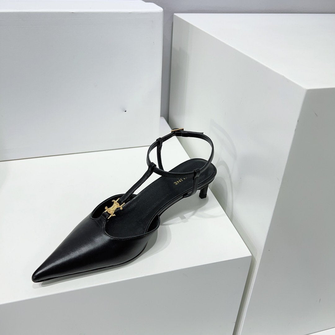 Celine cl kitten t-bar 75 black calfskin