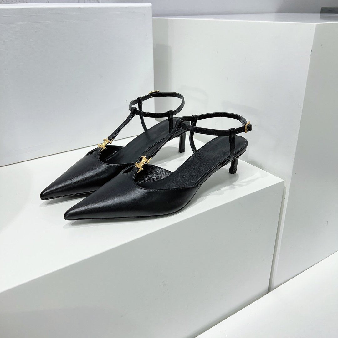 Celine cl kitten t-bar 75 black calfskin