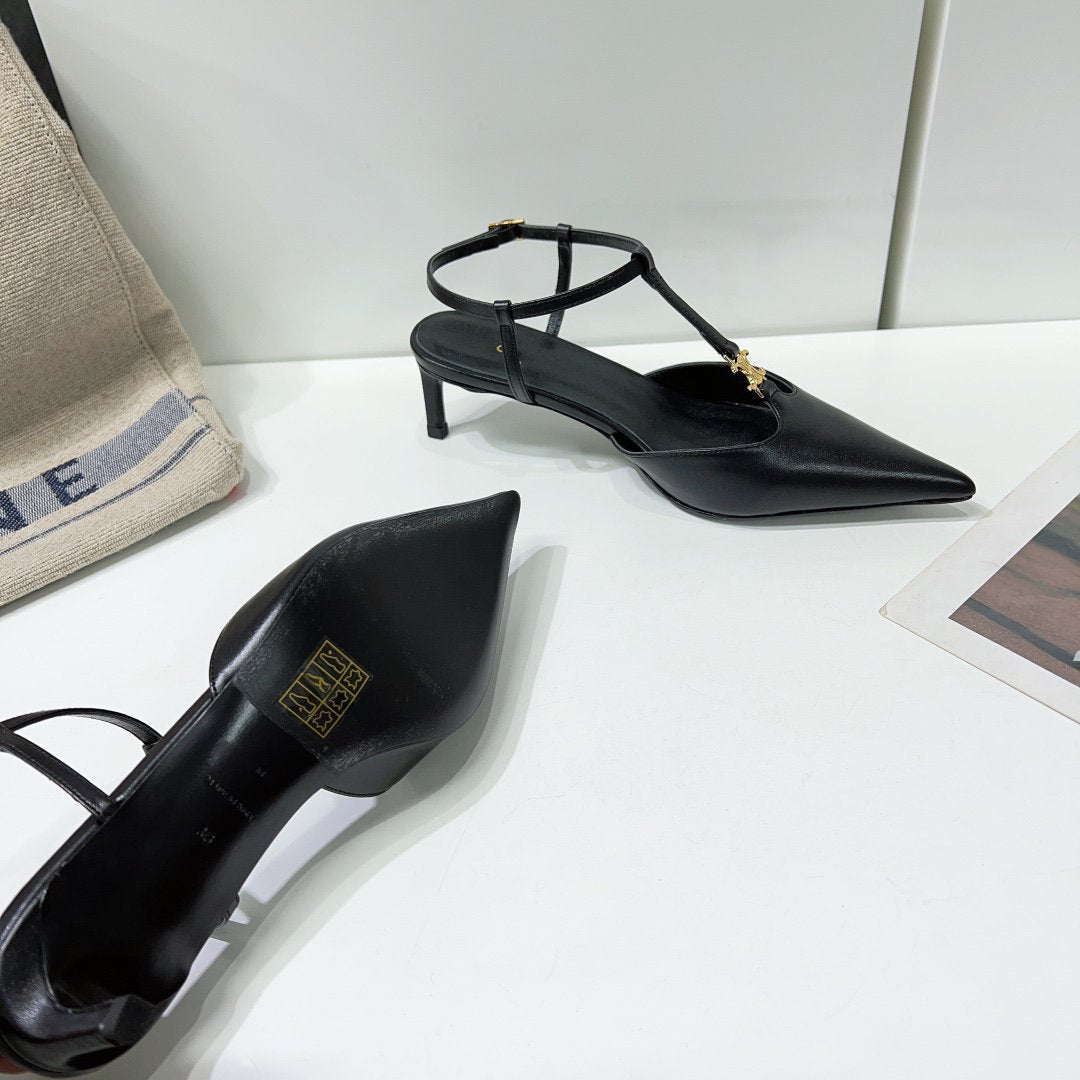 Celine cl kitten t-bar 75 black calfskin