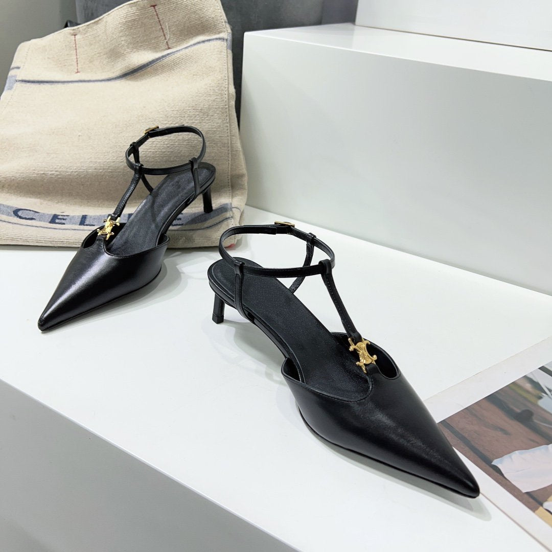 Celine cl kitten t-bar 75 black calfskin