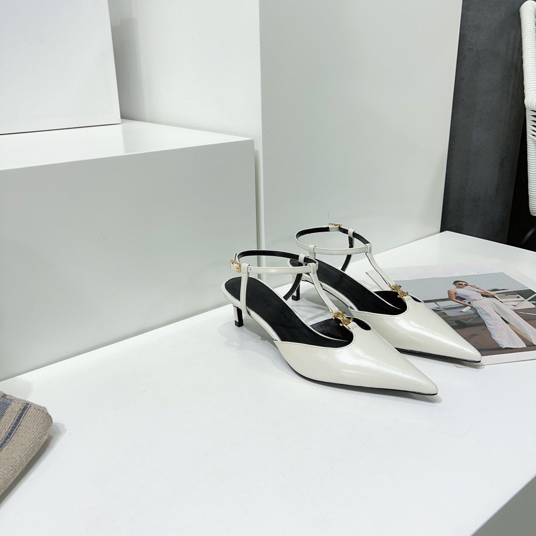 Celine cl kitten t-bar 75 white calfskin