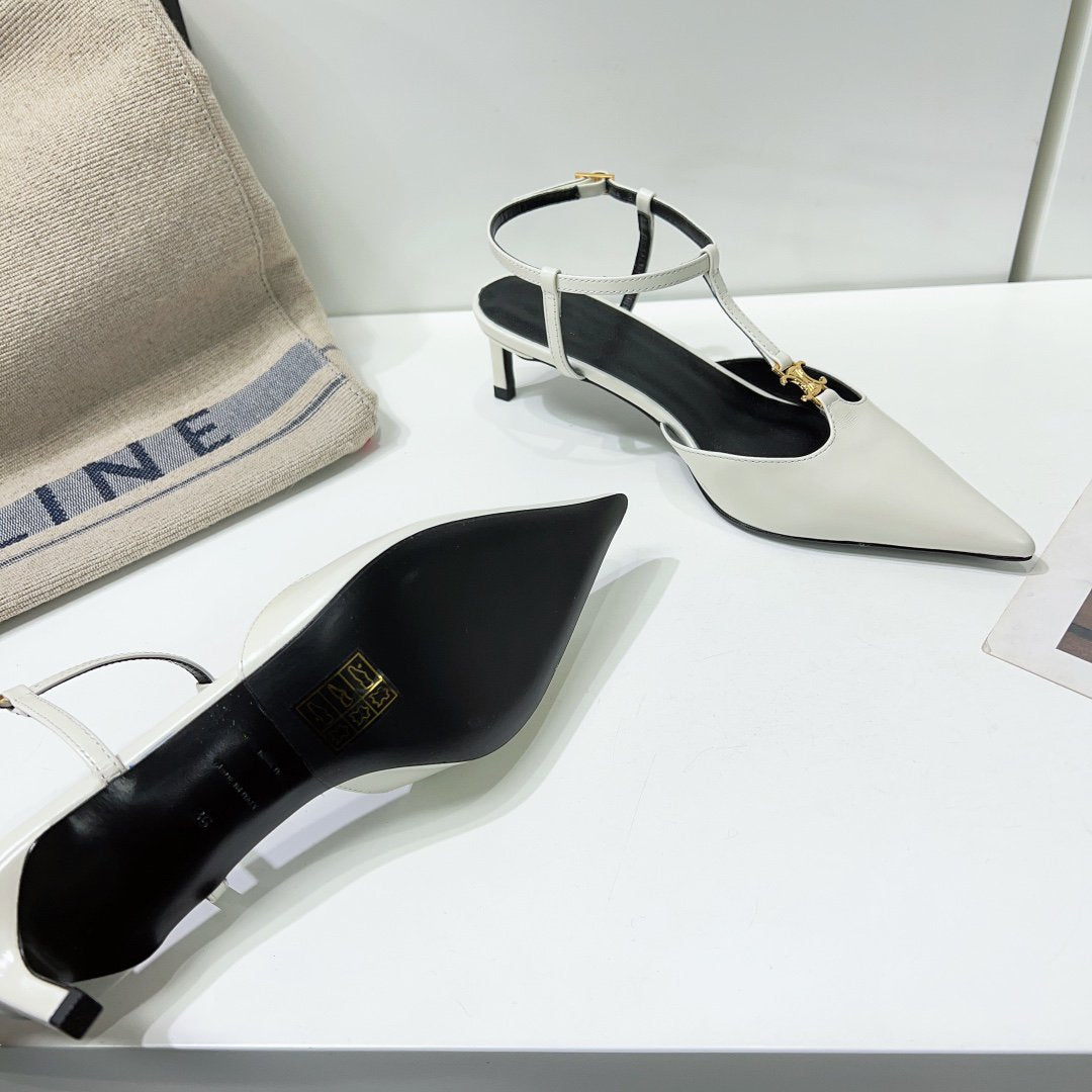 Celine cl kitten t-bar 75 white calfskin