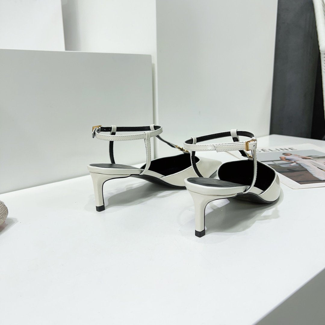 Celine cl kitten t-bar 75 white calfskin