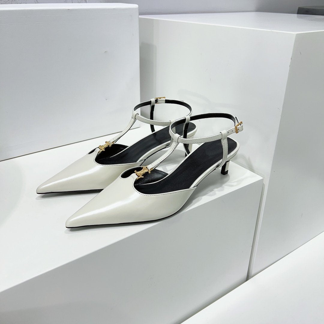 Celine cl kitten t-bar 75 white calfskin