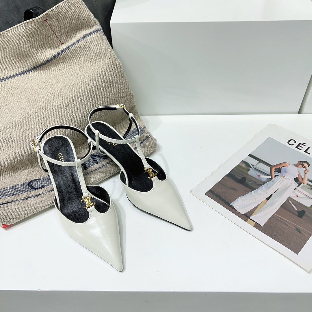 Celine cl kitten t-bar 75 white calfskin