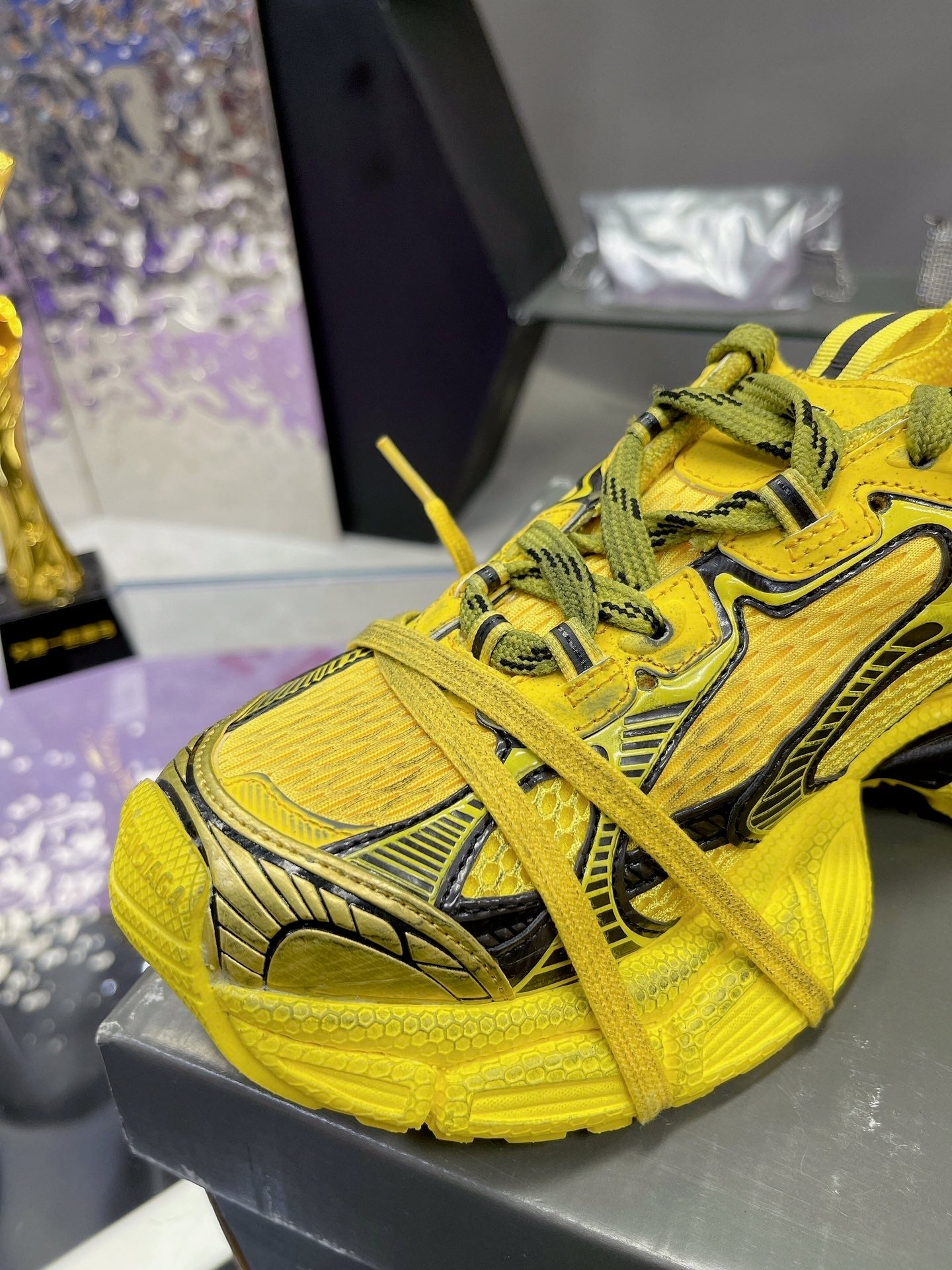 Balanciaga 3XL SNEAKER IN YELLOW MIX BLACK MESH AND POLYURETHANE