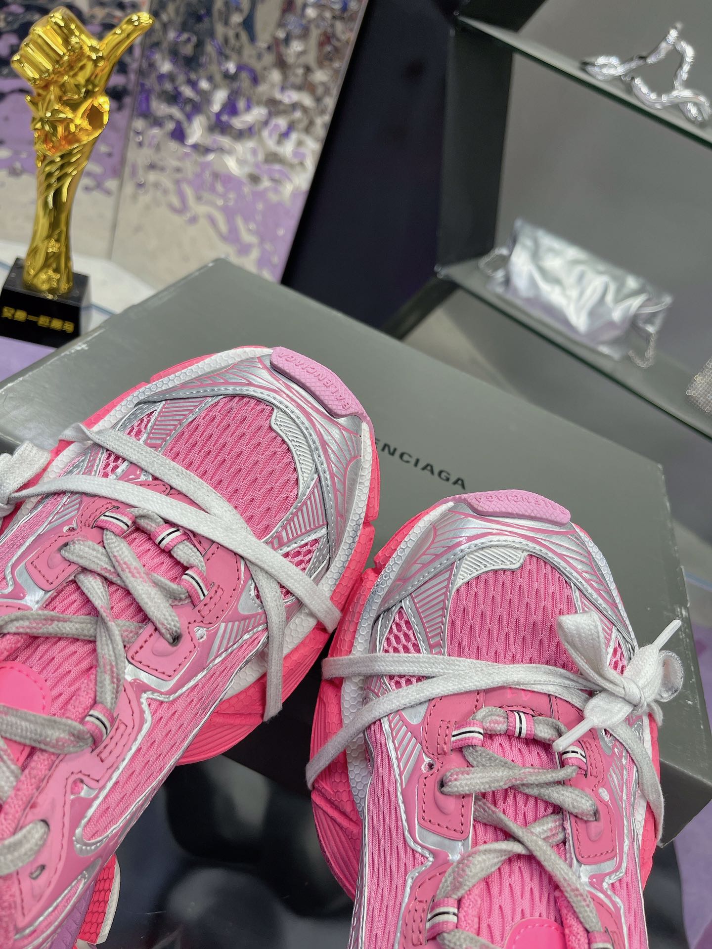 Balanciaga 3XL SNEAKER IN PINK MIX SILVER MESH AND POLYURETHANE