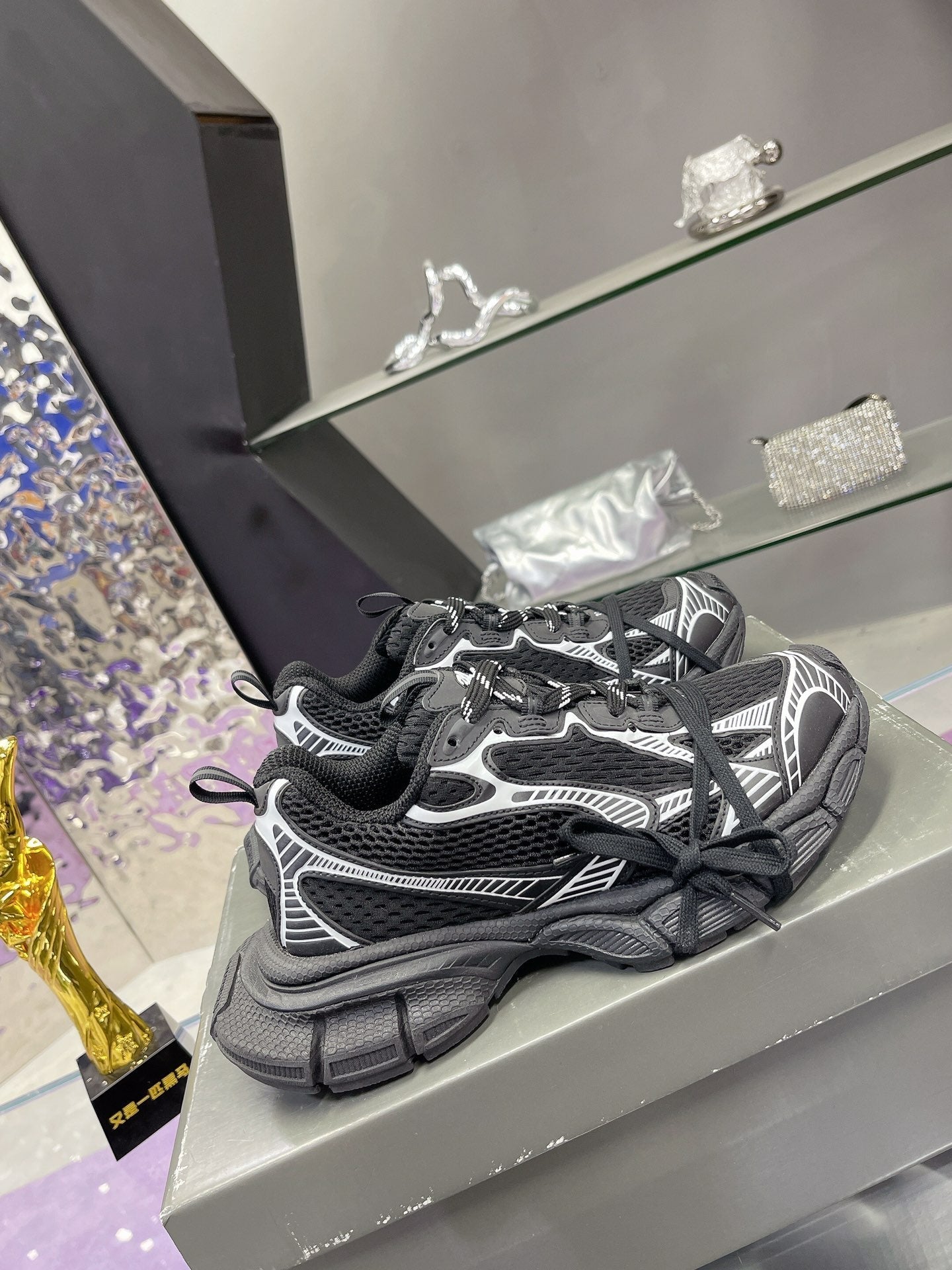 Balanciaga 3XL SNEAKER IN BLACK MIX WHITE MESH AND POLYURETHANE