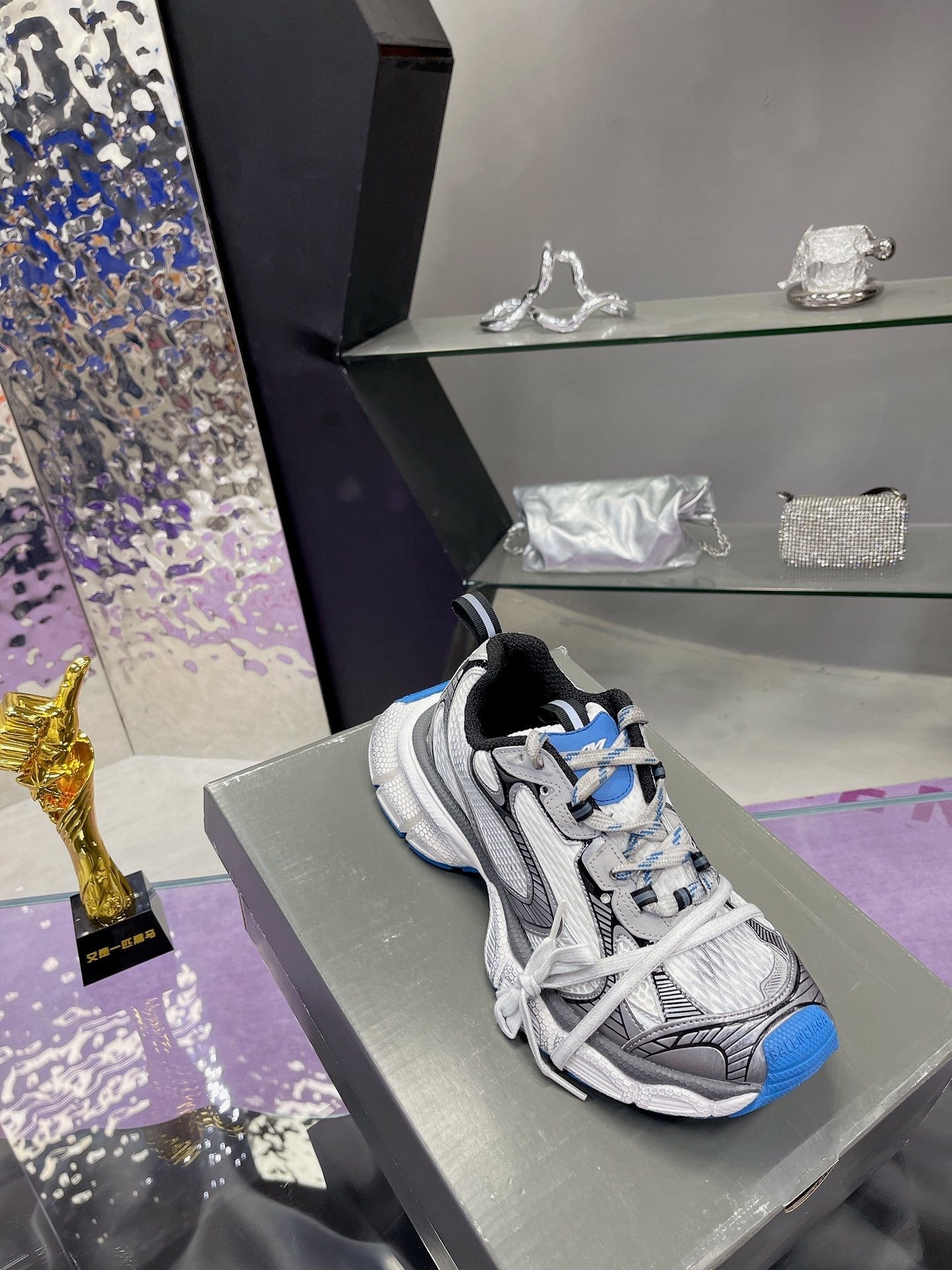 Balanciaga 3XL SNEAKER IN WHITE GRAY BLUE MESH AND POLYURETHANE
