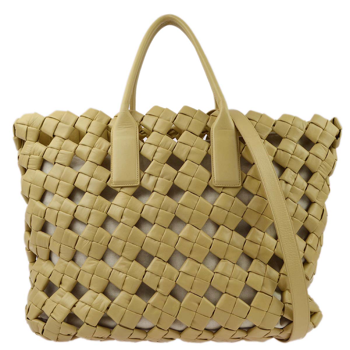 Bottega Veneta Beige Intrecciato 2way Shoulder Tote Handbag