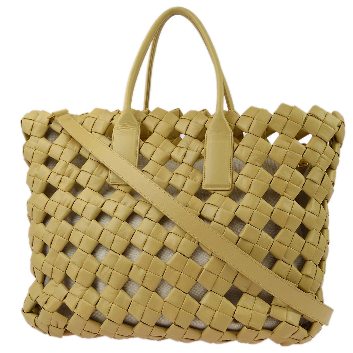 Bottega Veneta Beige Intrecciato 2way Shoulder Tote Handbag