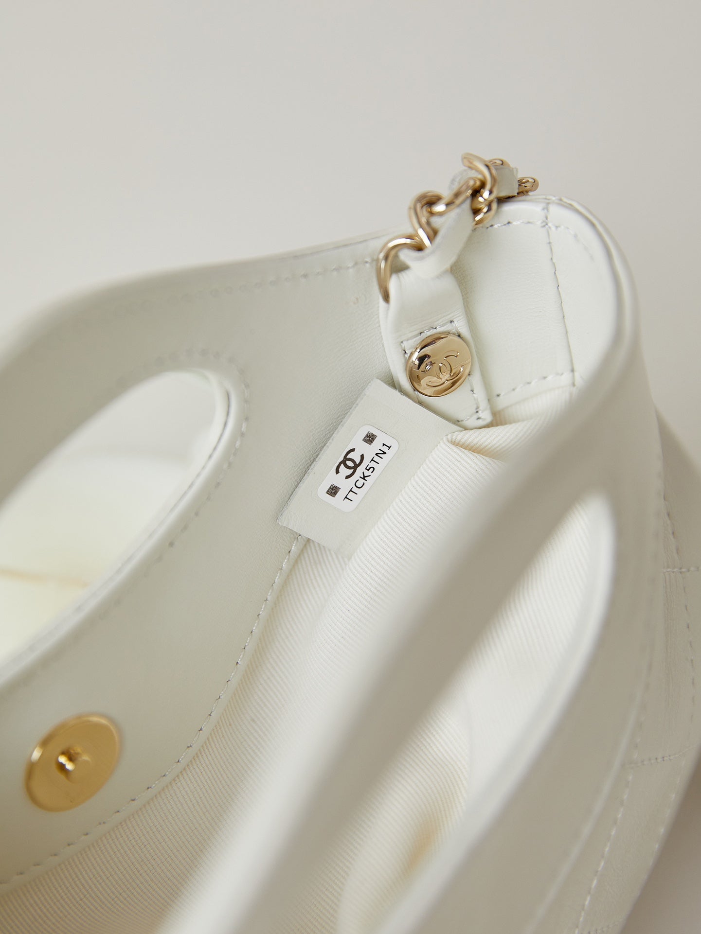 CHANEL 24s31 nano shopping bag 17.5cm white lambskin gold hardware