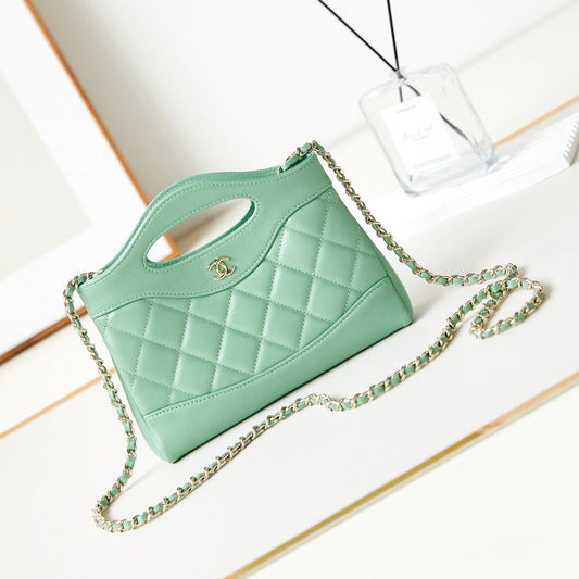 CHANEL 24s31 nano shopping bag 17.5cm light green lambskin gold hardware