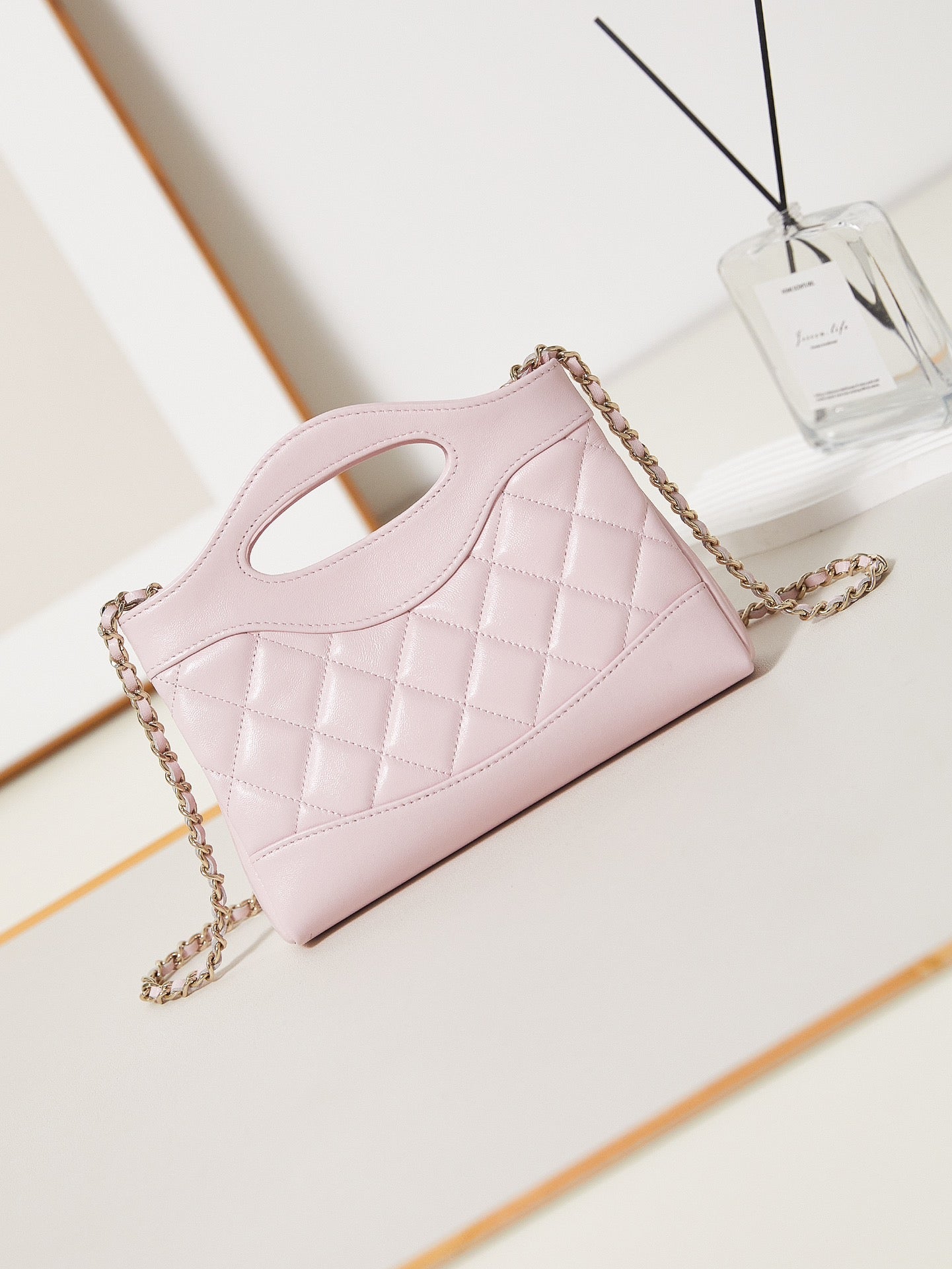 CHANEL 24s31 nano shopping bag 17.5cm light pink lambskin gold hardware