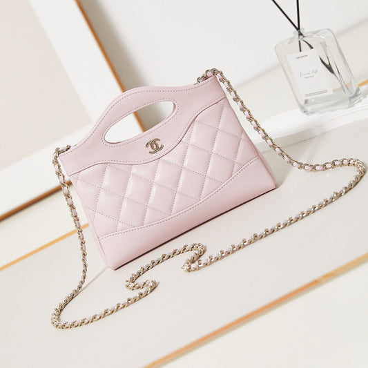 CHANEL 24s31 nano shopping bag 17.5cm light pink lambskin gold hardware