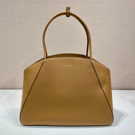 PRADA ELEGANT TOTE BAG 40 IN CIDER BROWN SMOOTH CALFSKIN