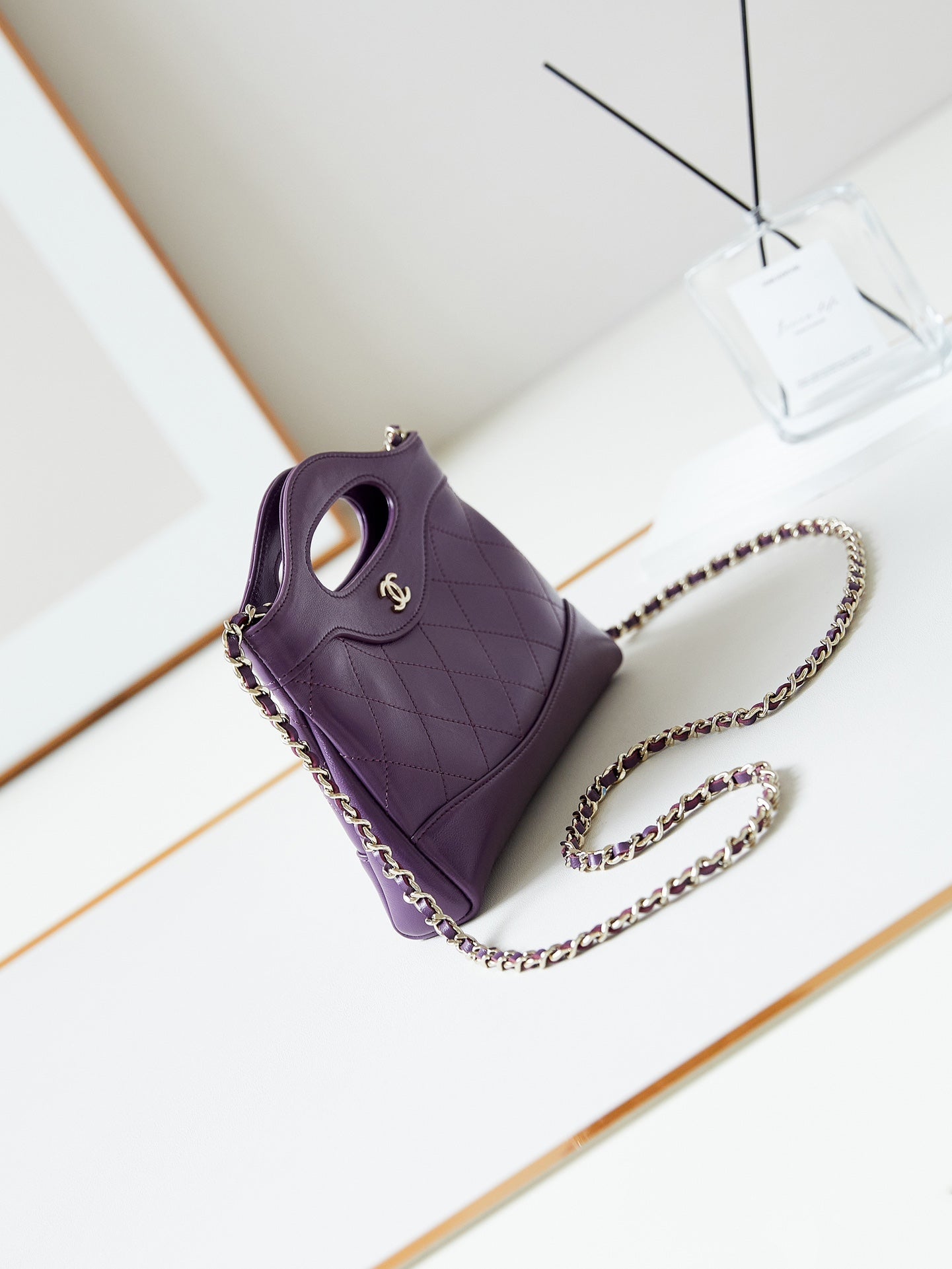 CHANEL 24s31 nano shopping bag 17.5cm purple lambskin gold hardware