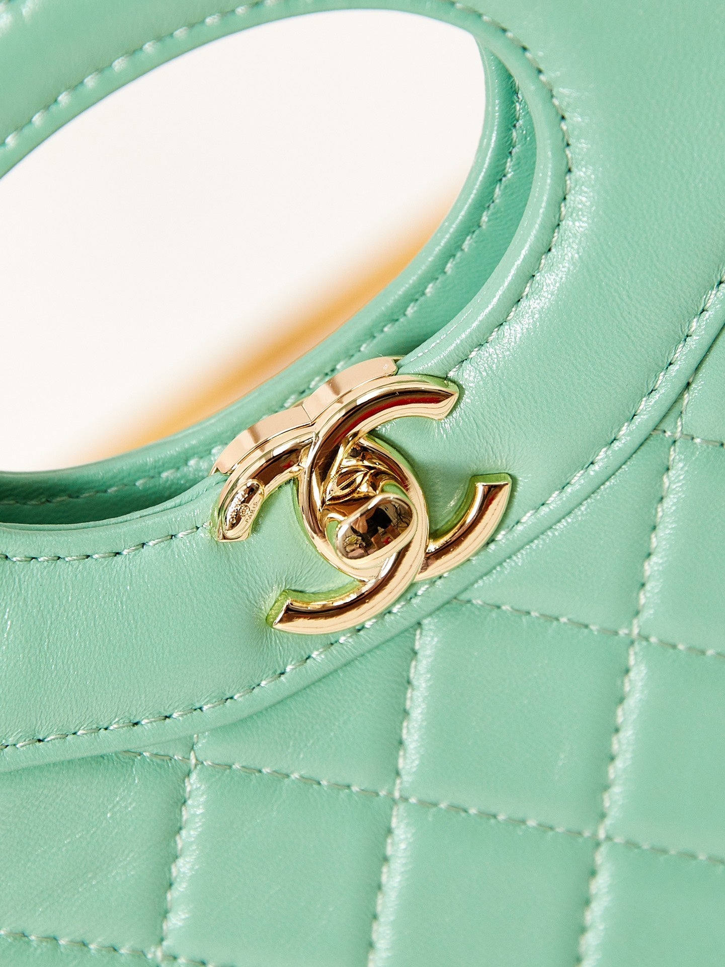 CHANEL 24s31 mini shopping bag 22cm light green lambskin gold hardware