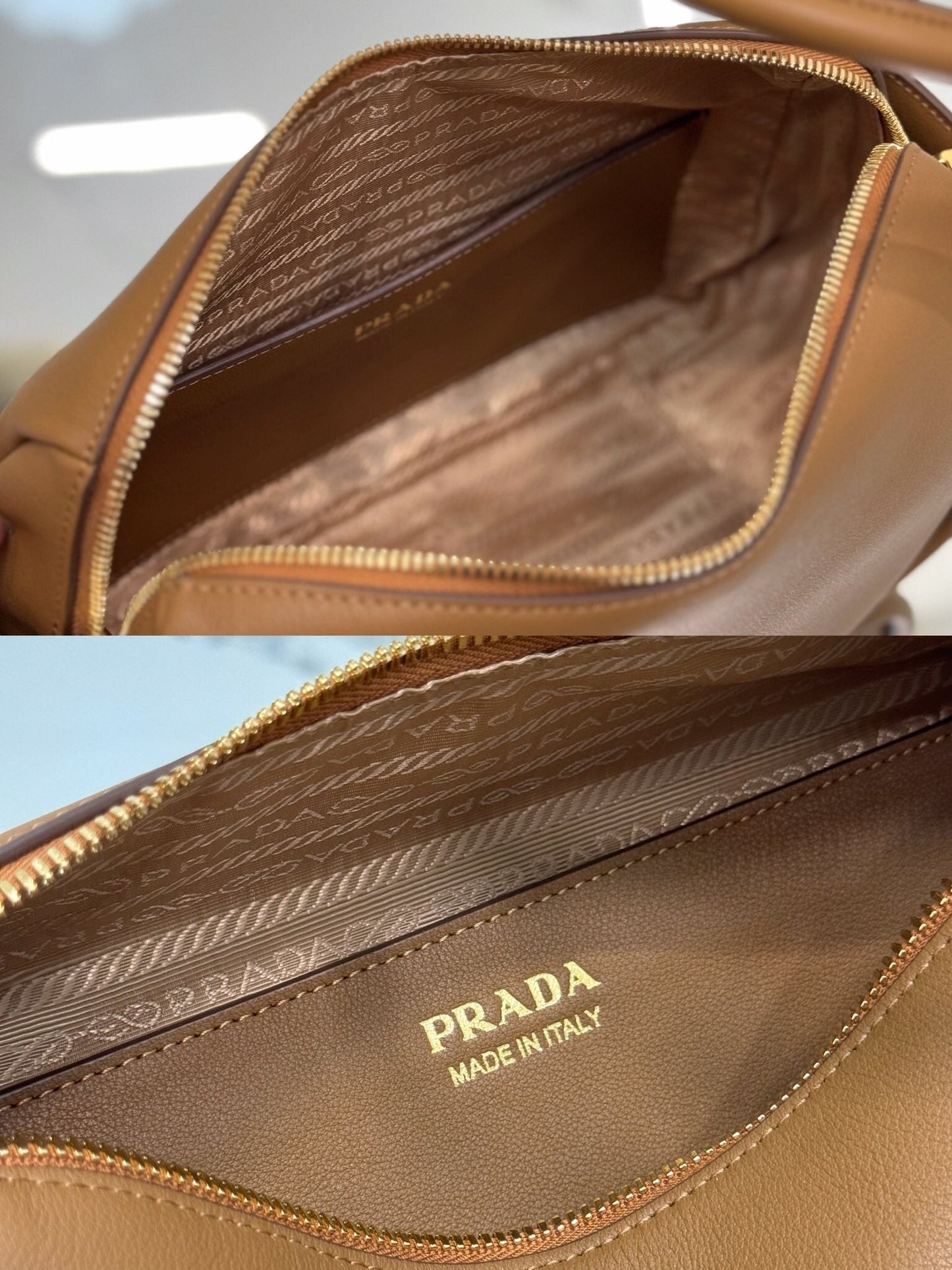 PRADA DARLING HANDBAG 25 IN RUSSET BROWN SOFT GRAIN LAMBSKIN