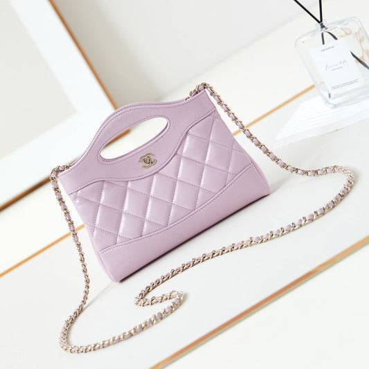 CHANEL 24s31 nano shopping bag 17.5cm pink lambskin gold hardware