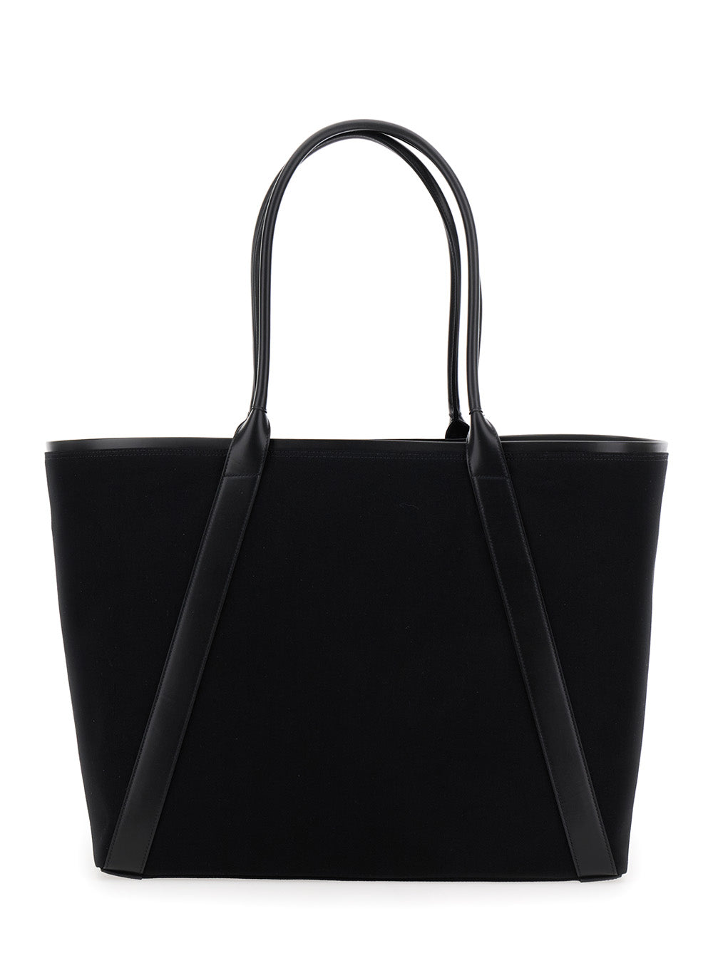 Saint Laurent Men 'Rive Gauche' Black Tote Bag With Embroidered Cassandre In Cotton Canvas Woman